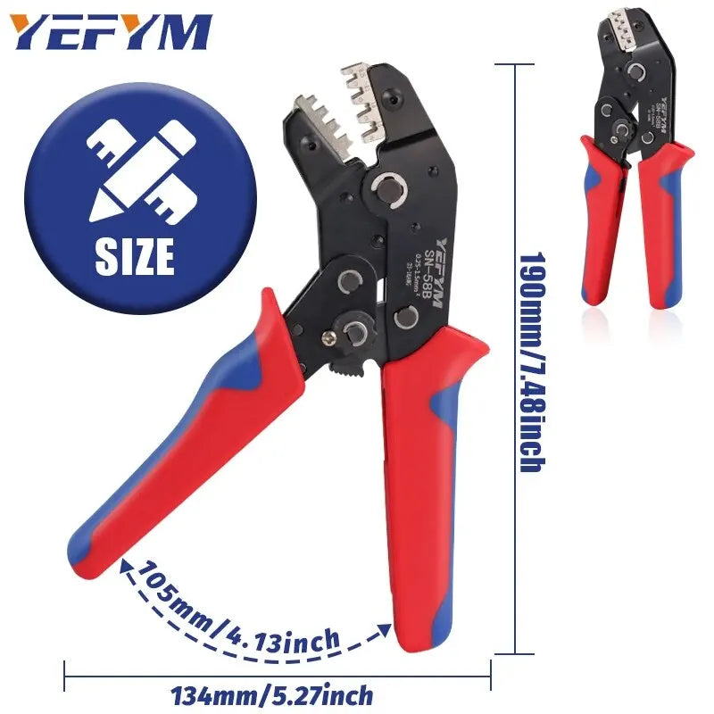 Non-insulated Open Barrel Crimping Tool SN-58B 23-16 AWG /0.25-1.5mm², Dupont Molex JST TE Terminals & EPC PCIE SATA Pins