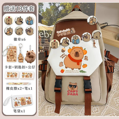 Kapibara school bag high-capacity primary school students junior high school girls good-looking teenagers backpack