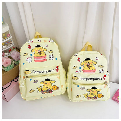 Sanrio Kuromi Hello Kitty My Melody Cinnamoroll Cartoon Backpack Cute Pompom Purin Pochacco School Bag For Adults Kids Sac A Dos