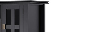 Artisan SOLID WOOD 72 Inch Wide Transitional TV Media Stand in Black for TVs up to 80 Inches, For the Living Room and