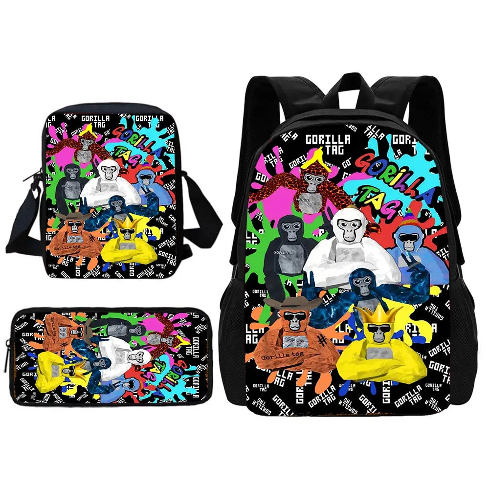 Novelty Cool Gorilla tag Child School Backpack With Shoulder Bag Pencil Bags School Bags for Boys Girls Best Gift