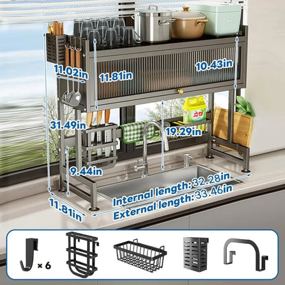 Over the Sink Dish Drainer Drying Rack 3 Tier Over Sink Dish rack for a Tidy Kitchen Sink Shelf Organized Space-Saving Dish Rack