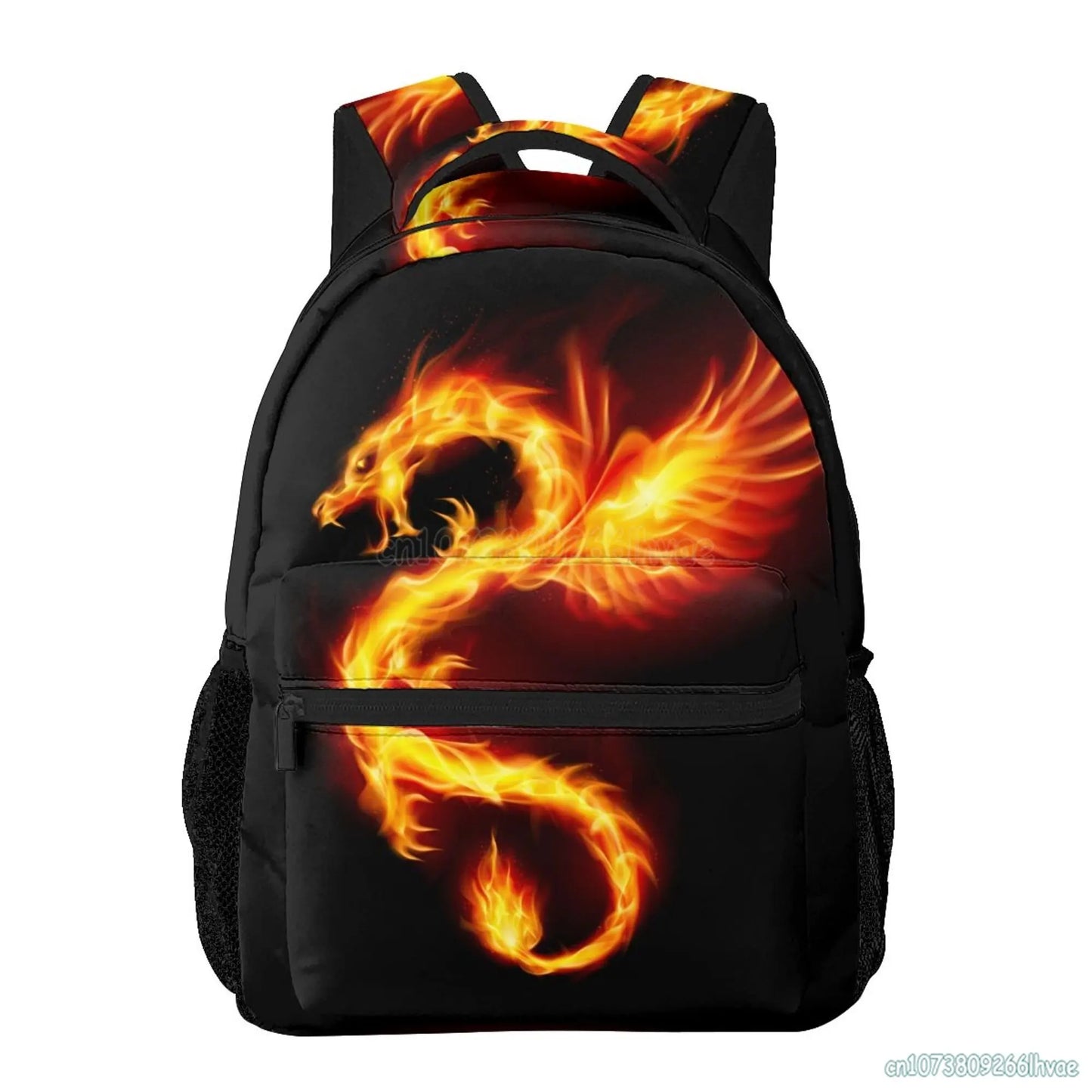 School Backpack Gold Fire Dragon Bookbag for Boys Girls Teens Casual Travel Hiking Camping Bag Adults Computer Laptop Daypack