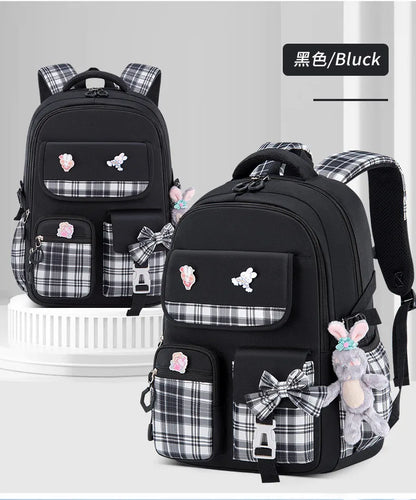 With Rabbit Pendant For Girls Orthopaedics Kids Backpack Kawaii Waterproof School bag Primary Bow Knot Schoolbag mochilas BOOK