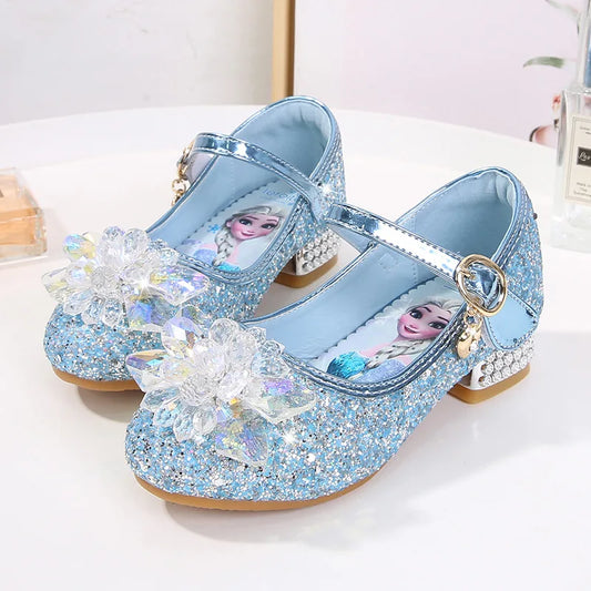 2024 Spring New Children's Shoes Ice And Snow Romance Princess Elsa Shoes Girl's Fashion Sandals Crystal Princess Shoes