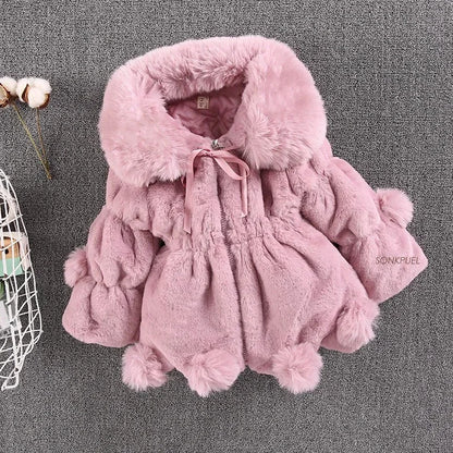 Baby Girls Warm Winter Coats Thick Faux Fur Fashion Kids Hooded Jacket Coat for Girl Outerwear Children Clothing 2 3 4 6 7 Years