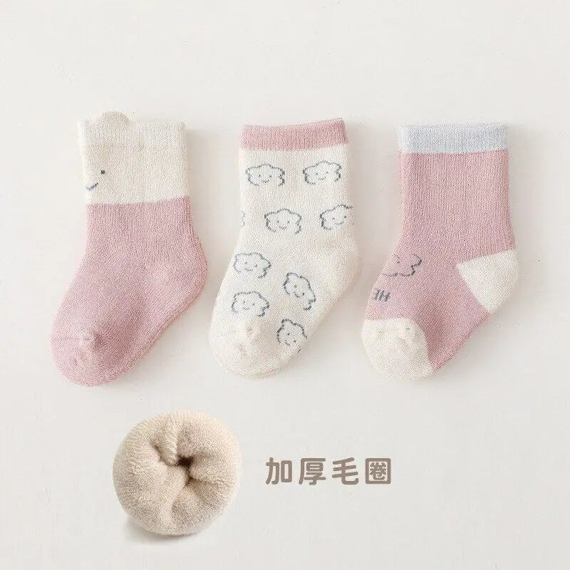 3Pairs/set Autumn New Style Thick Warm Baby Socks Newborn Baby Girl Boy Socks Children's Socks Infants for Winter