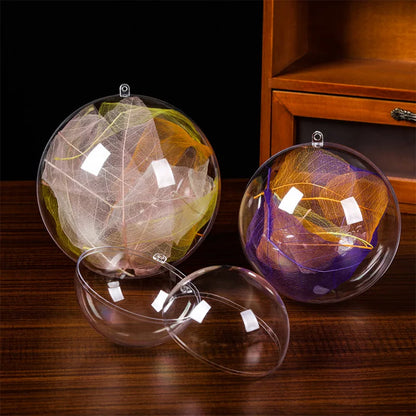 1/12Pcs DIY Hollow Balls Christmas Plastic Transparent Fillable Bauble Xmas Tree Hanging Ornaments Home Party Gifts Box Decor