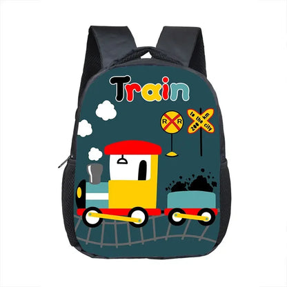 Cute Cartoon Train Locomotive Print Backpack for 2-4 Years Old High-speed Train Kids Bookbags Boy Girl Toddler School Bag Gift