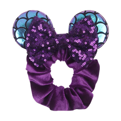 Disney Mickey Christmas Hair Loop Thickened Velvet Pig Intestine Hair Loop Elastic Gold Velvet Headband