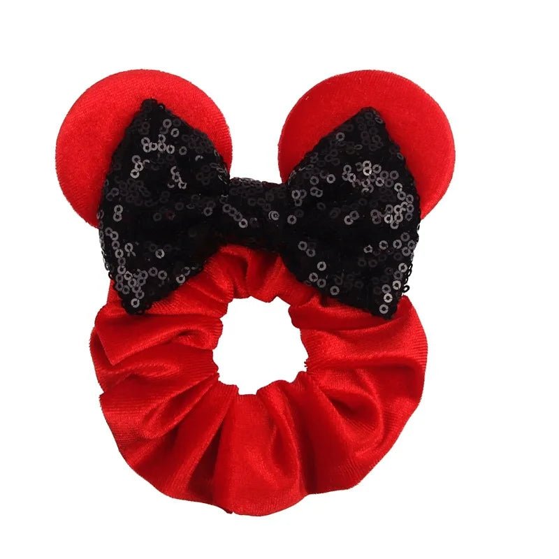 Disney Mickey Christmas Hair Loop Thickened Velvet Pig Intestine Hair Loop Elastic Gold Velvet Headband