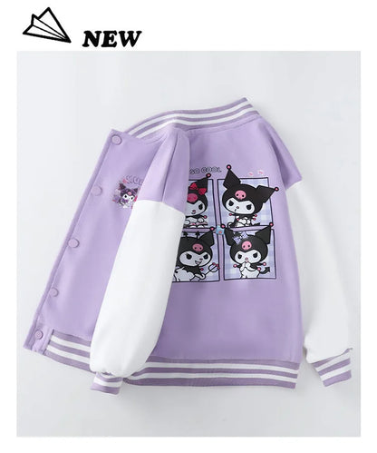 Sanrio Girls Boys Cartoon Kuromi Jacket Children Teen Coats Spring Autumn Kids Single breasted Jackets Casual Sports Outerwear