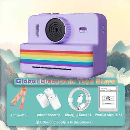 2.8 Inch Large Screen Instant Print Camera, HD Digital Video Camera for Kids, Outdoor Zero Ink Portable Print Toy Camera