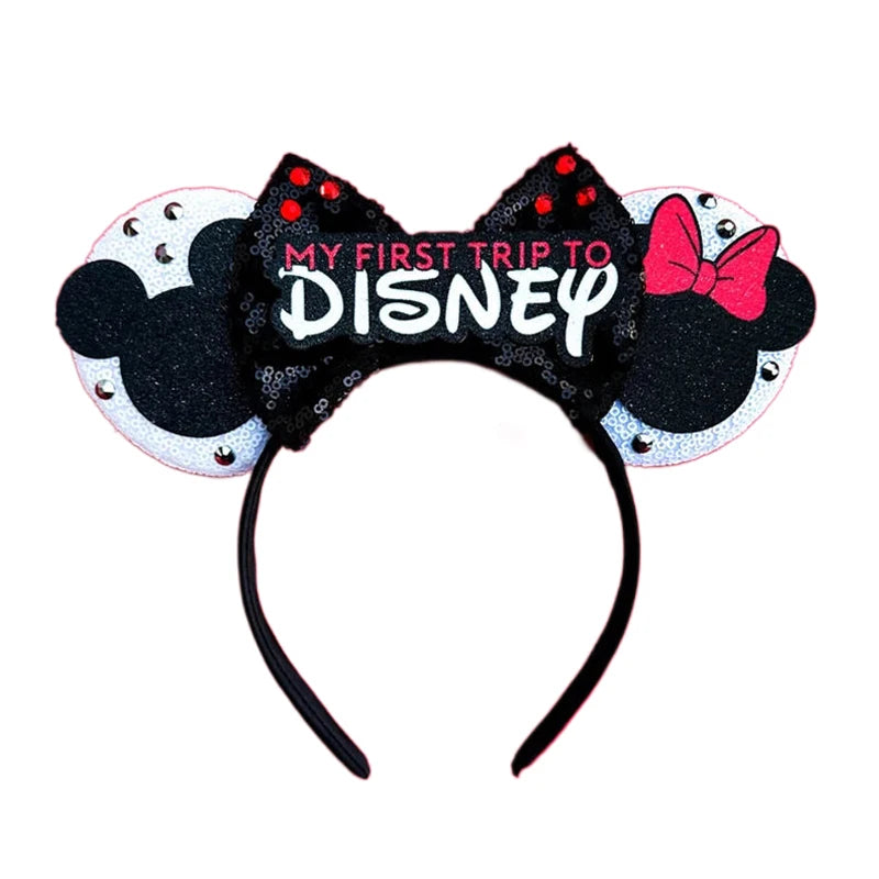 2023 Newest Mickey Mouse Ears Headband Kid Adult Festival Party Sequins Bow Hairband Women Baby Girl Party Hair Accessories Gift