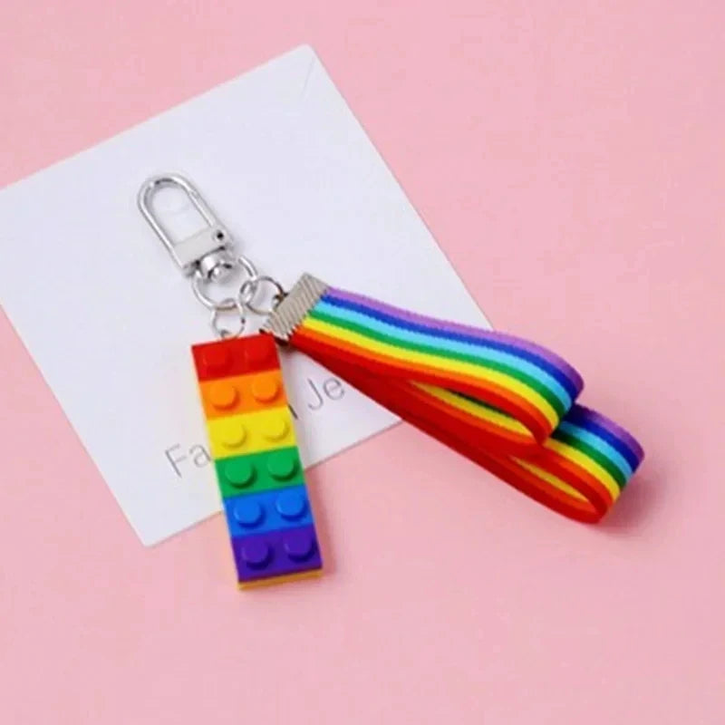 Bright Color Rainbow Building Brick Key Chain for Women and Men LGBT Gay Lesbian Punk Jewelry Accessories Pride Key Ring Gifts