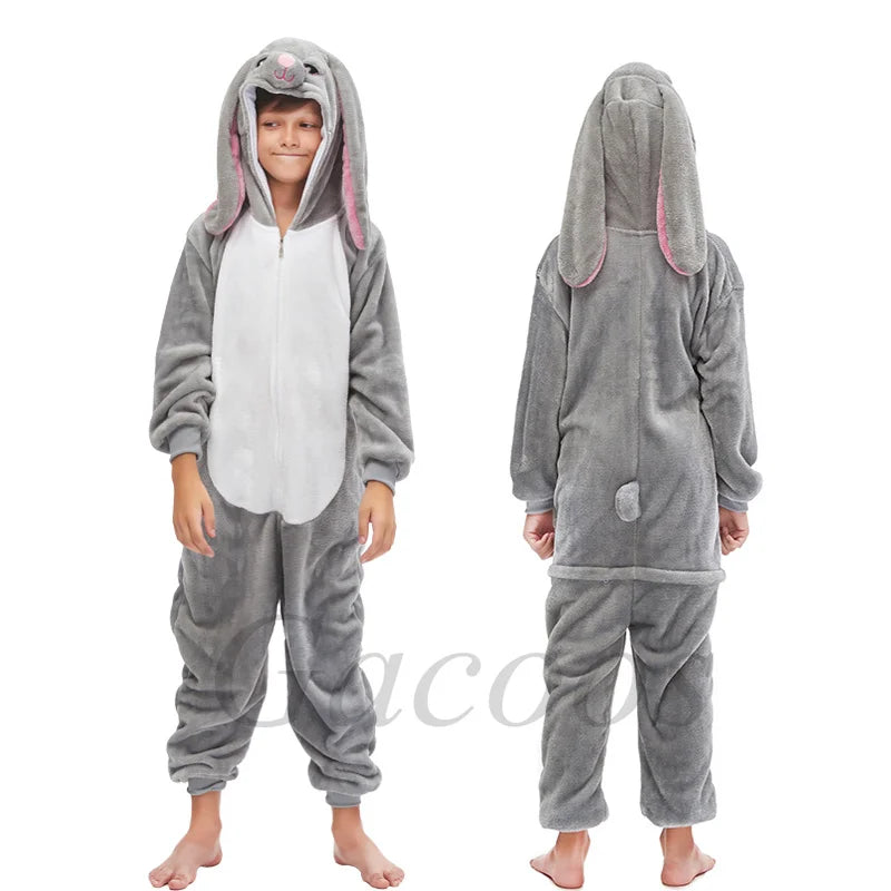 Unicorn Kigurumi for Kids Onesies Winter Flannel Warm Pajamas Animal Lion Dinosaur Hooded Sleepwear Jumpsuit Cospaly Costumes