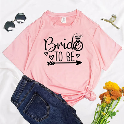 Team Bride Bachelorette Wedding Party Women Evjf Tee Shirt Casual ladies basic O-collar Pink Short Sleeved T-shirt Girl