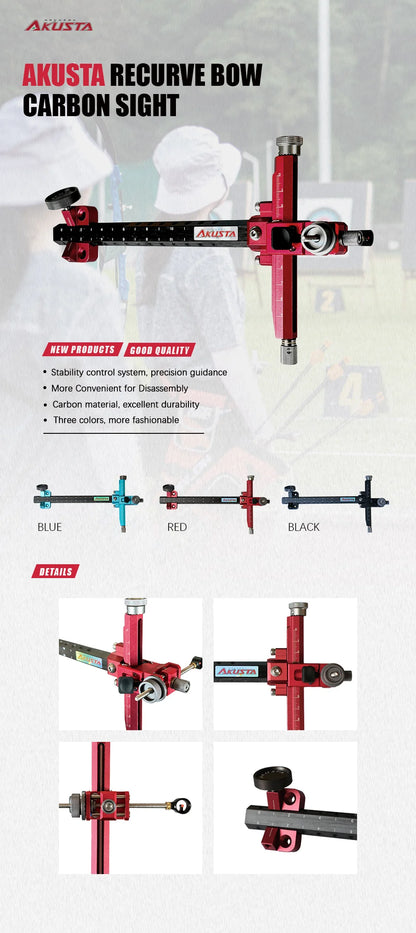 Akusta Rucurve Bow Sight Carbon Aluminum Targeting Hunting Bow Arrow Shooting Accessories