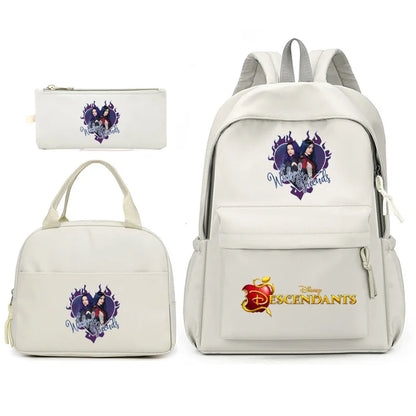 3pcs Disney Descendants Backpack with Lunch Bag for Women Student Teenagers School Bags Comfortable Travel Sets