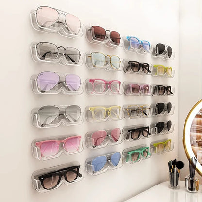 Glasses Display Cabinet Sunglasses Storage Box Wall Mounted Perforated Free Sunglasses Storage Glasses Rack Home Tidying