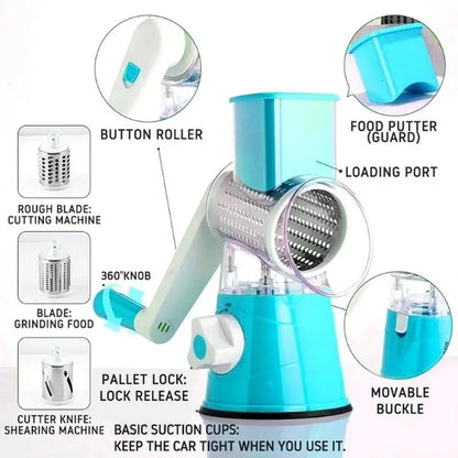 Manual Rotary Vegetable Slicer Fruit Cutter Round Mandoline Kitchen Vegetable Cheese Grater Chopper Manual Slicer