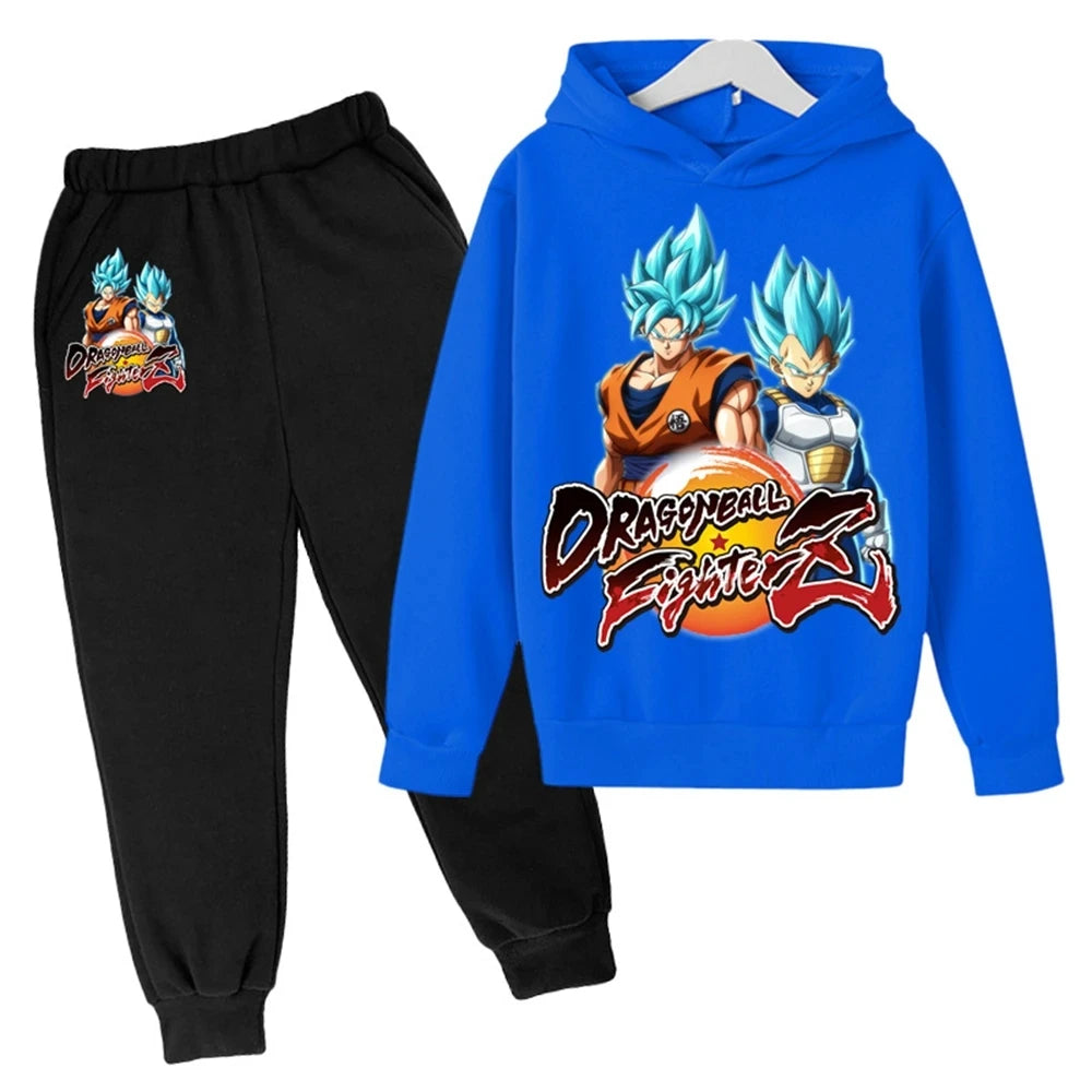 Winter Dragon Ball hoodies for boys and girls, children's cartoon Goku sweatshirts, outdoor sports children's simple fashion top