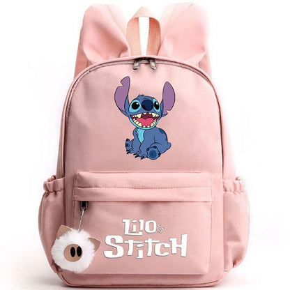 Disney Lilo Stitch Cute Backpack for Girl Boy Student Teenager Rucksack Women Casual School Bags Travel Rabbit Ears Mochila