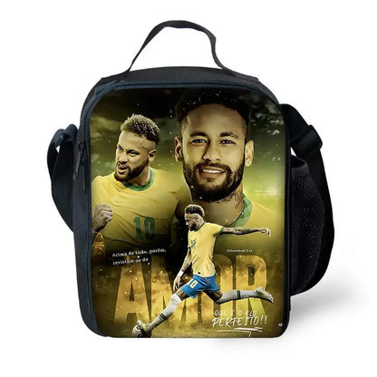 Game Football Child School Backpack with Lunch Bags ,Pencil Bags ,N-NeymarS School Bags for Boys Girls Best Gift