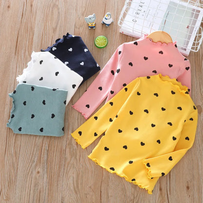 baby Girls Lovely Heart Print Sweaters New Autumn Kids Baby Pattern Clothing Fashion Clothes Casual Outfits Knit Girls Sweater