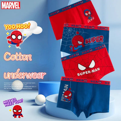 4pcs Marvel Children Underwear Spiderman Figures Briefs Kids Cotton Underwear Avengers Cartoon Print Soft Baby Boy Underpants