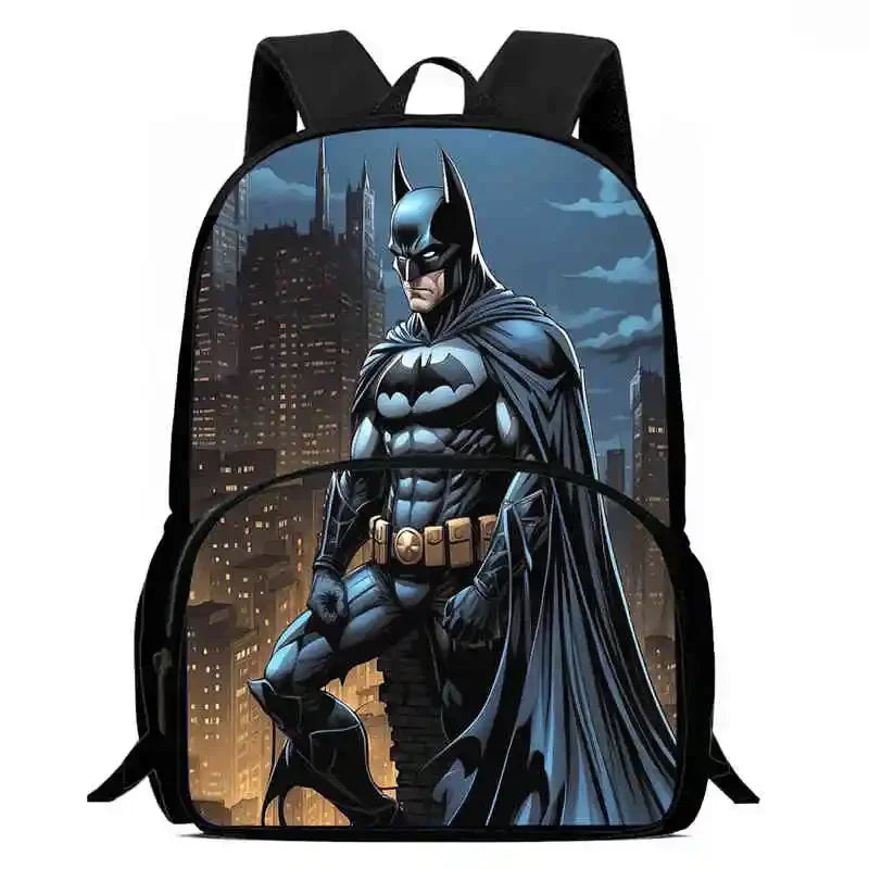 Cartoon Super Hero B-BatmanS School Backpack,Lunch Bags,Pencil Bags for 4-8 Years Old,Cartoon School Bags for Boy Girl Best Gift