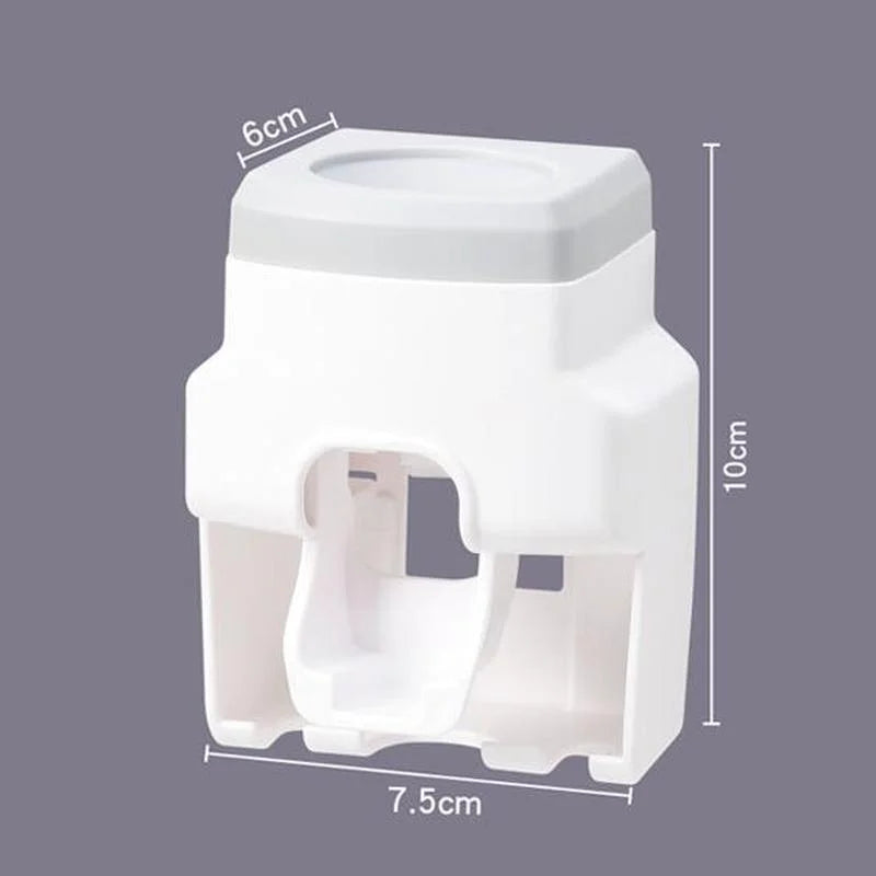 Automatic Toothpaste Dispenser Set Wall-Mounted Extruder Plastic No-Punch Lazy Man Toothbrush Holder Bathroom Accessories Gadget