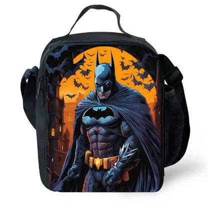 Cartoon Super Hero B-BatmanS School Backpack,Lunch Bags,Pencil Bags for 4-8 Years Old,Cartoon School Bags for Boy Girl Best Gift