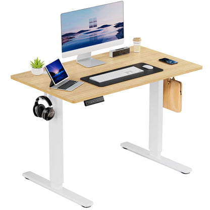 JHK Electric Standing Desk Height Adjustable 40x24 Inch Stand Up Sit Stand Computer Workstation Ergonomic Work Table  Oak