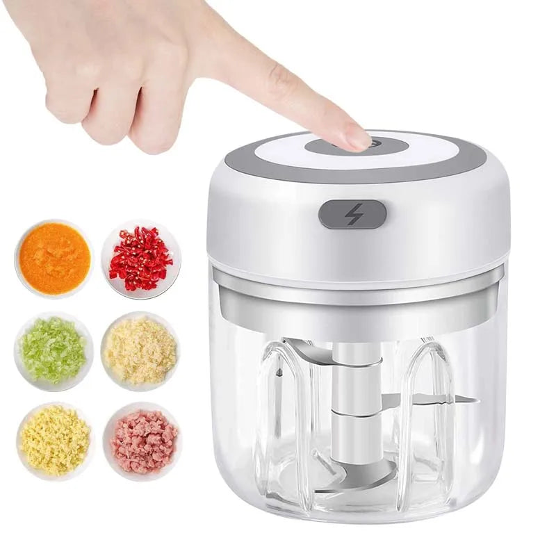 Mini Wireless Electric Garlic Crusher 100ml/250ml Portable Chopper USB Charging Ginger Chili Vegetable Masher Machine Kitchen