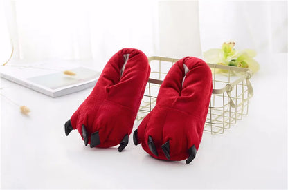 Animal Christmas Paw Slippers Super Soft Floor Noise Slippers Kids Boys Home Shoes Winter Warm Plush Slipper Women Indoor Shoes