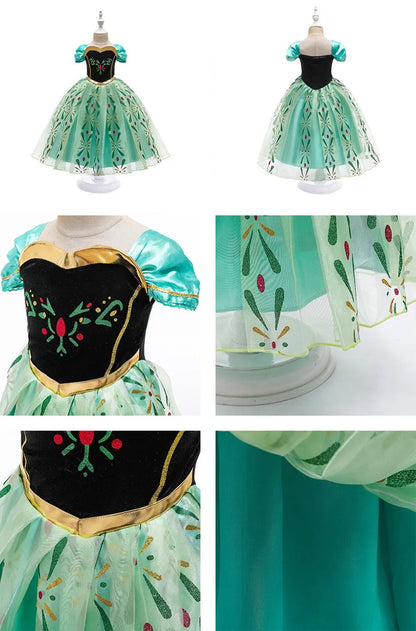 Baby Princess Dress Girls Elsa Anna Birthday Floral Costume Kids Cosplay Evening Long Sleeve Clothes Snow Queen Wedding Fantasy