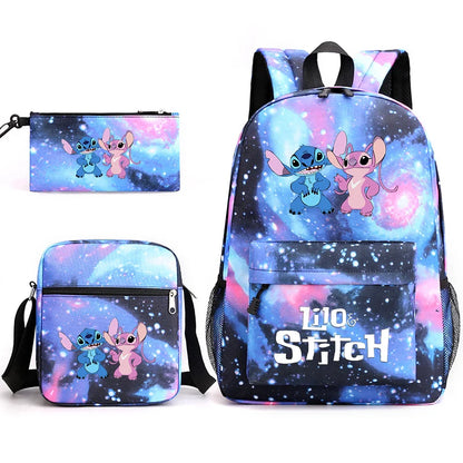 Disney Lilo Stitch 3Pcs/Set Bookbag Kids Backpack Boys Girls School bags Daily Backpacks Mochilas Shoulder Bag Set