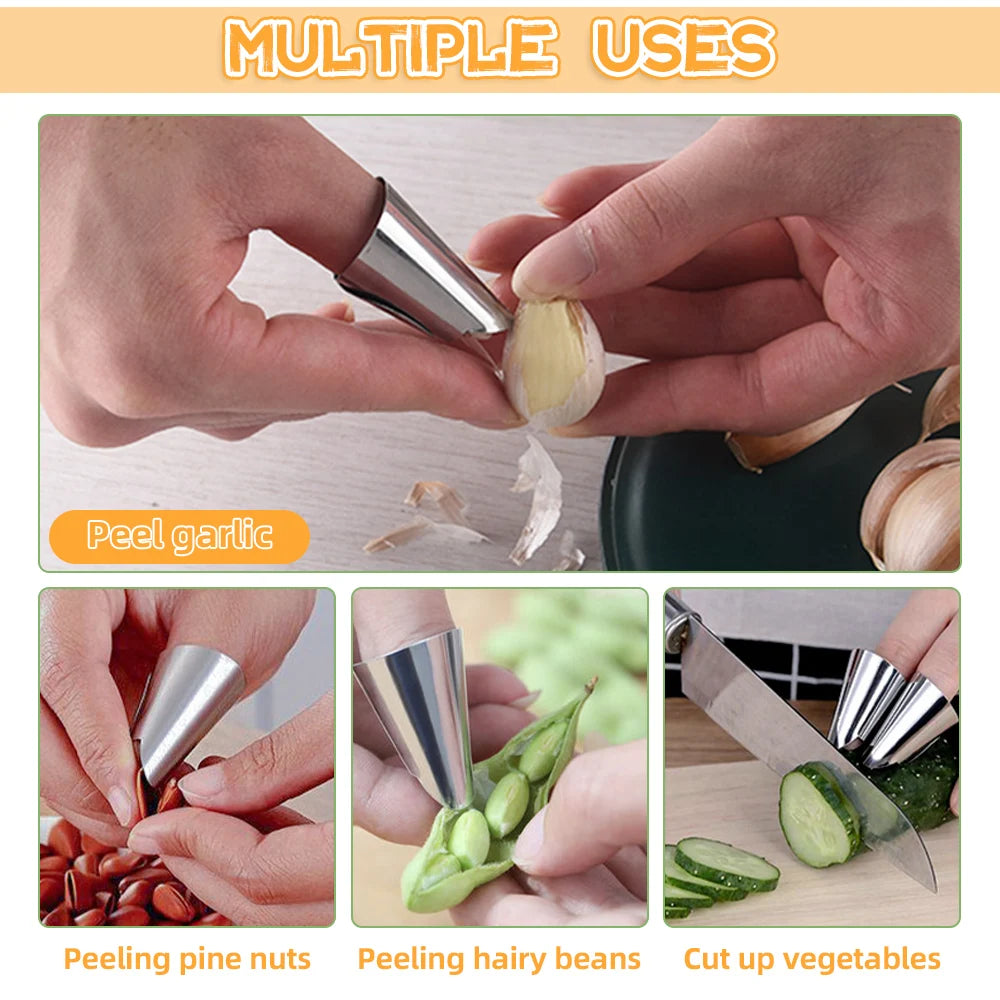 Stainless Steel Finger Protector Anti-cut Finger Guard Safe Vegetable Cutting Hand Protecter Kitchen Gadgets Kitchen Accessories