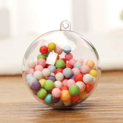 1/12Pcs DIY Hollow Balls Christmas Plastic Transparent Fillable Bauble Xmas Tree Hanging Ornaments Home Party Gifts Box Decor