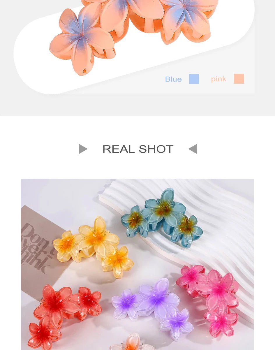 New Versatile Bright Oil French Retro Frangipani Hairpin Simple Fashionable Shark Clip Hair Accessories