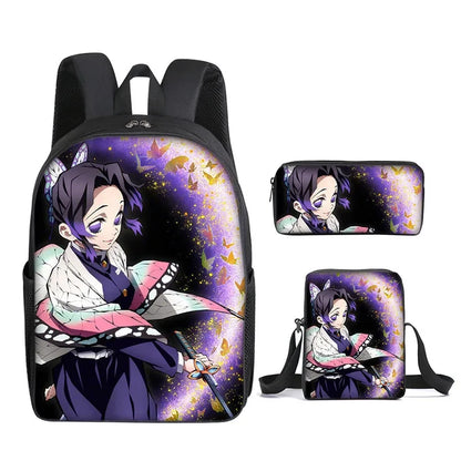 Nezuko Demon Slayer Anime 3Pcs/Set Backpack Student School Shoulder Bag Kids Cute Travel Backpack for Children Birthday Gifts