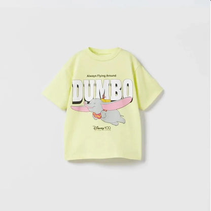 Mickey Mouse Print Tshirt Casual Loose Crewneck Pullover Base Shirt New Style Cartoon Tops Toddler Thin Soft Cute Short Sleeve