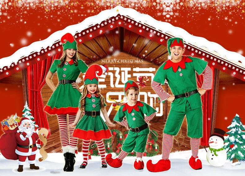 Christmas Kids Clothes Baby Cosplay Green Elf Santa Costume Toddler Xmas Suit Jumpsuit Outfit For Boys Girls Carnival Party