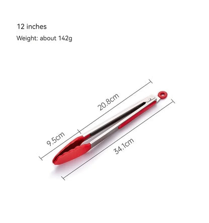 Food Grade Silicone Stainless Steel Anti-Scalding Food Tongs High Temperature Resistant Barbecue Tongs