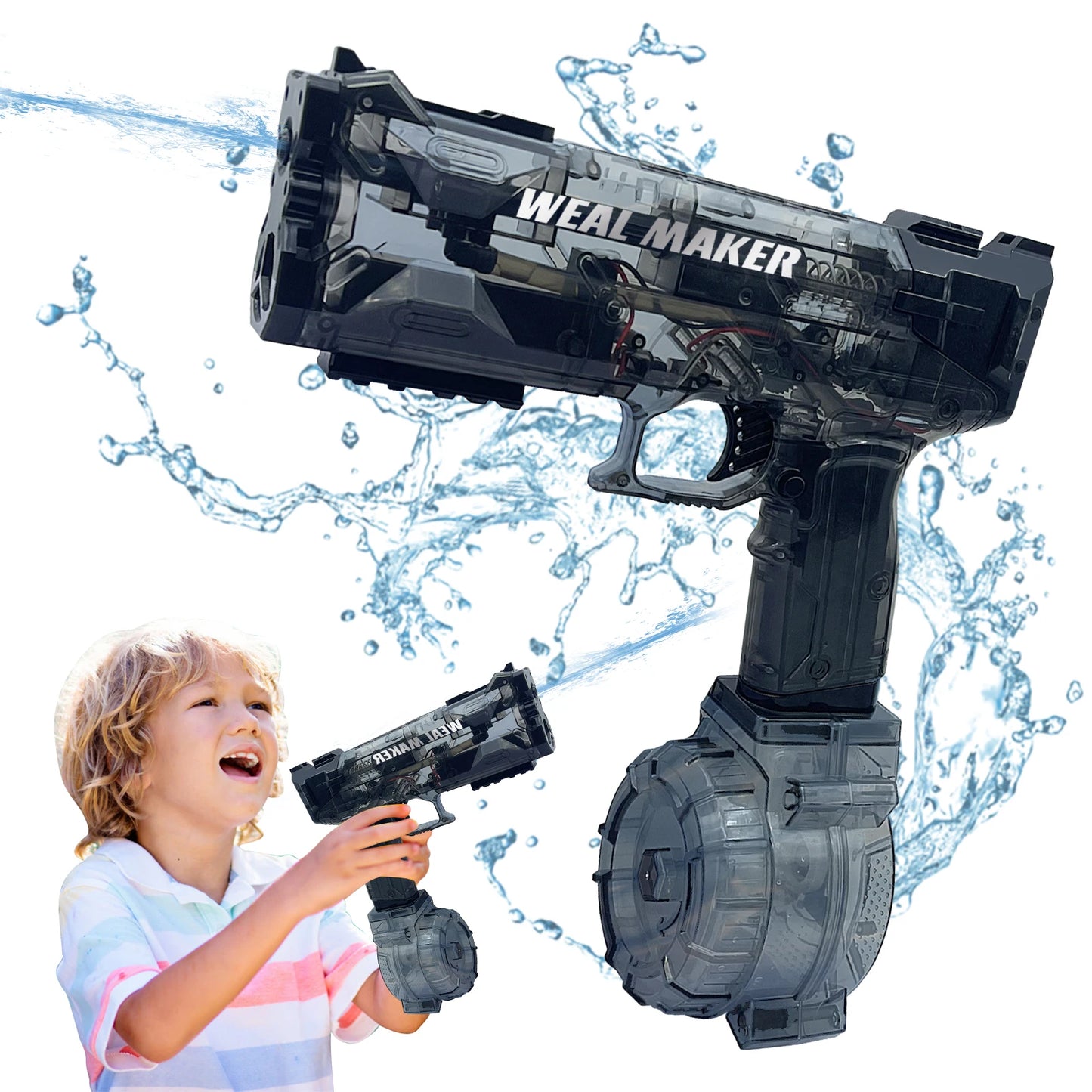 Strong Glock LED Electric Water Pistol Toy Automatic Squirt Water Gun Continuous Spray Blaster Summer Pool Toys for Kids Adult