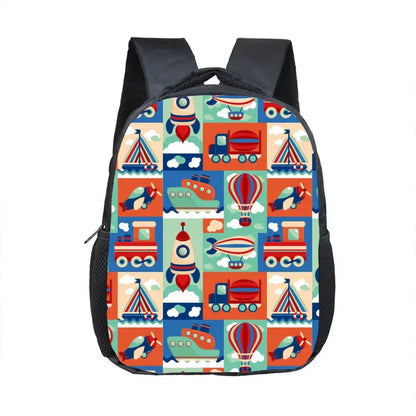 Cute Cartoon Train Locomotive Print Backpack for 2-4 Years Old High-speed Train Kids Bookbags Boy Girl Toddler School Bag Gift