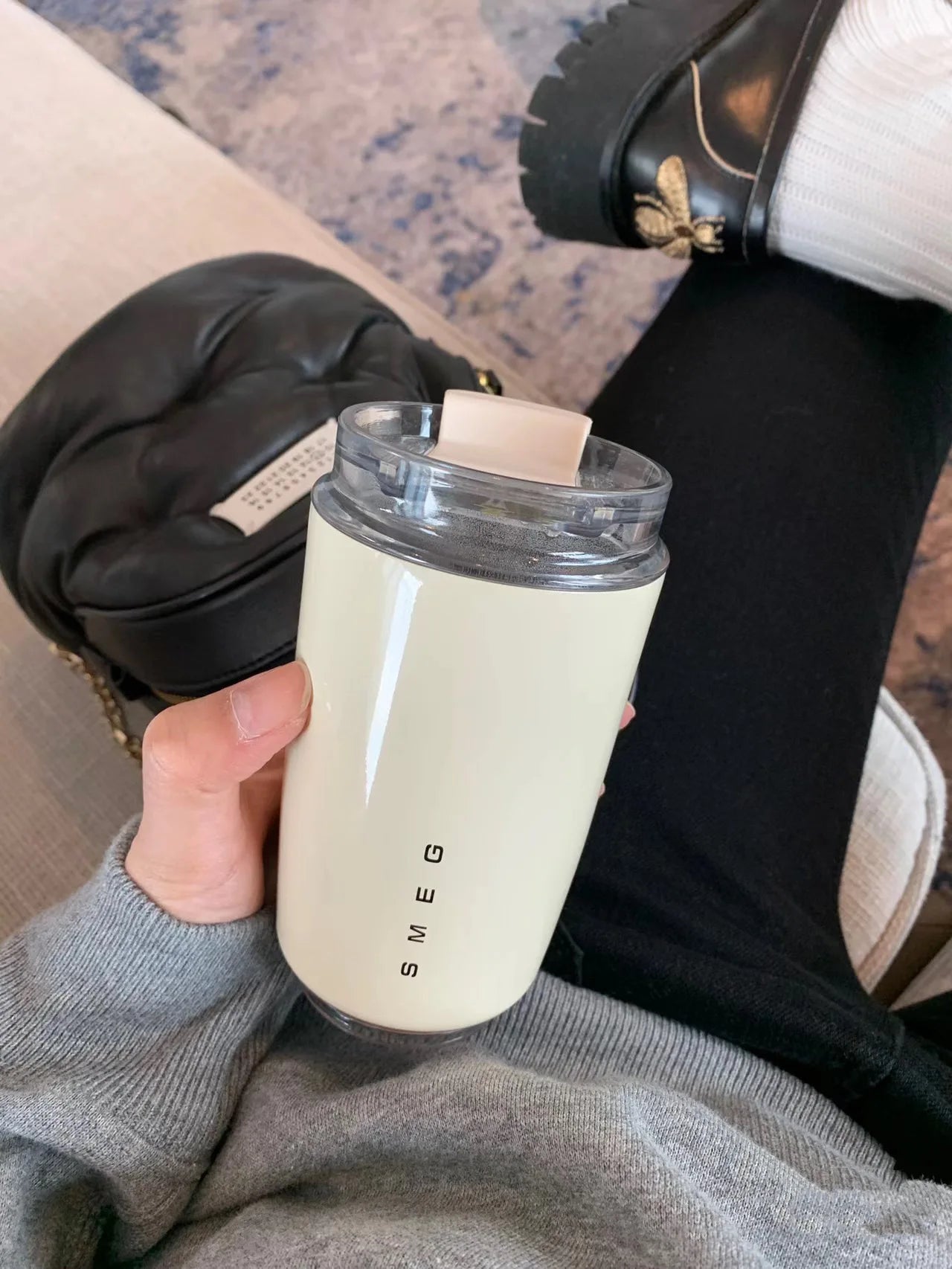 1PCS Tumbler Thermos Cup Milky White Coffee Mug Car Insulated Water Bottle Travel Stainless Steel Vacuum Flasks Drinking Kettle