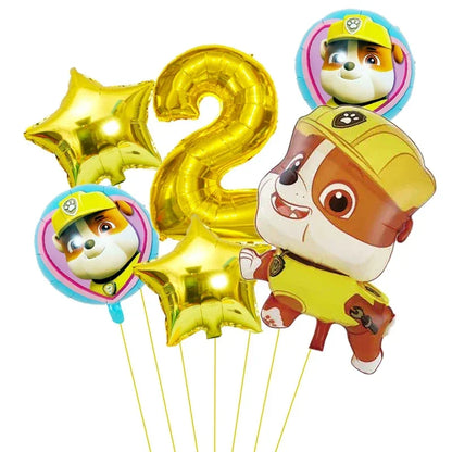 6pcs Cartoon Paw Patrol Theme Foil Balloon Number Balloon Childrens Birthday Party Decoration Baby Gift Party Chase Skye Balloon