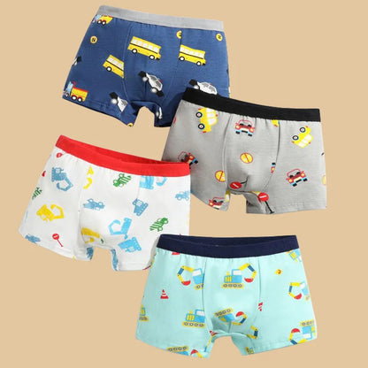 4pcs/Lot Boys Boxer Briefs Kids Cotton Underwear Baby Boy Underpants Teenager Cartoon Print Soft Children Panties 2-15Y 2024 New